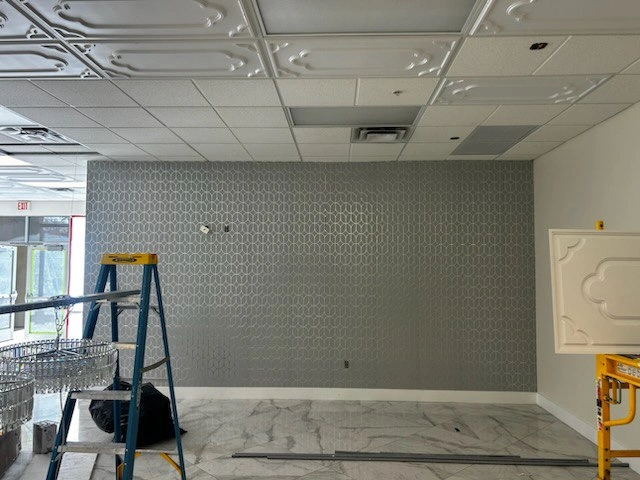 Commercial wallpaper installation project in Atlanta area
